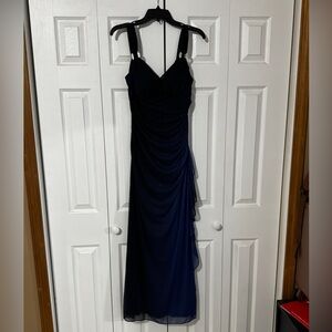 Betsy & Adam Asymmetrical Subtle Ombré Blue Gown Sleeveless Size 10